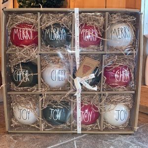 Rae Dunn 12 pack of Iridescent Glass Ornaments